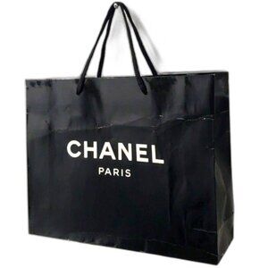 CHANEL Shopping Bag Black & White Luxury Gift Bag, Authentic Paris 12.5x9.75x3.5